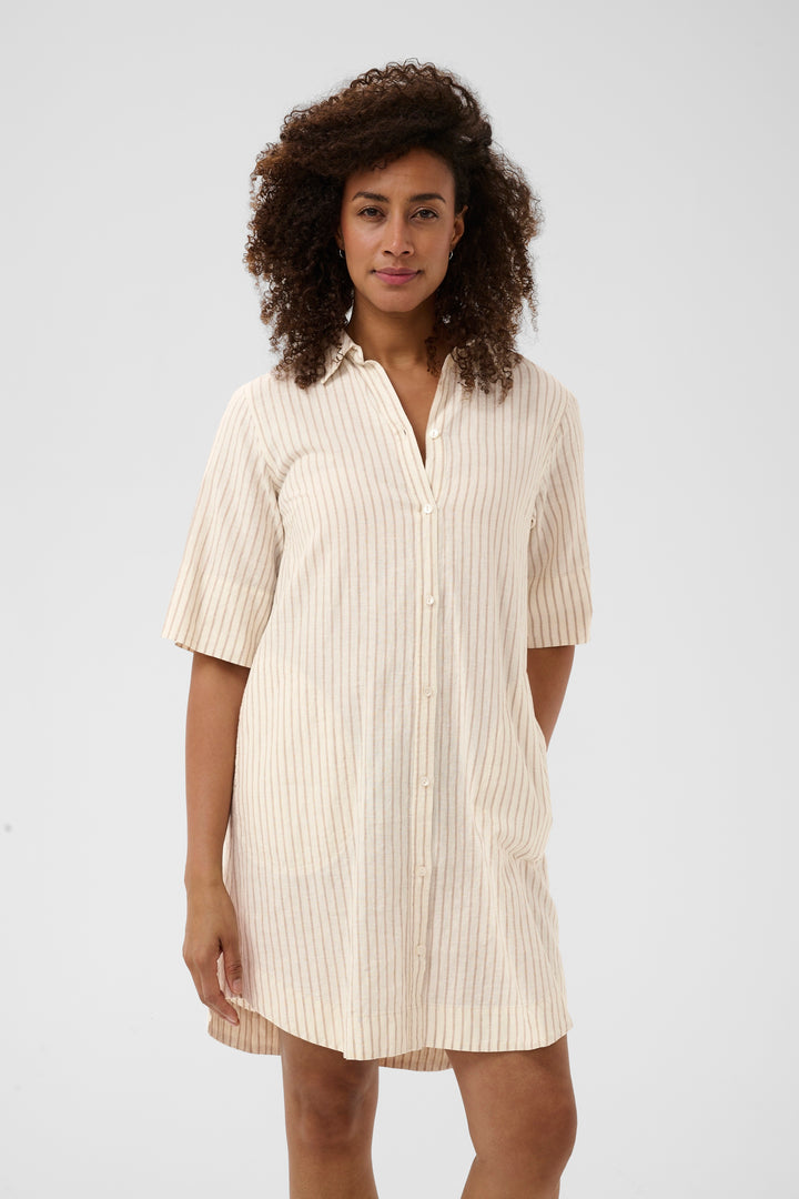 Robe chemise en lin et coton Berrit - Légère et respirante à fines rayures