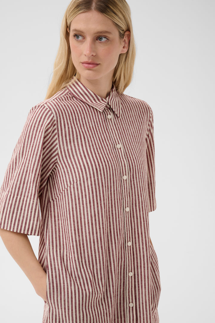 Robe chemise en lin et coton Berrit - Légère et respirante à fines rayures