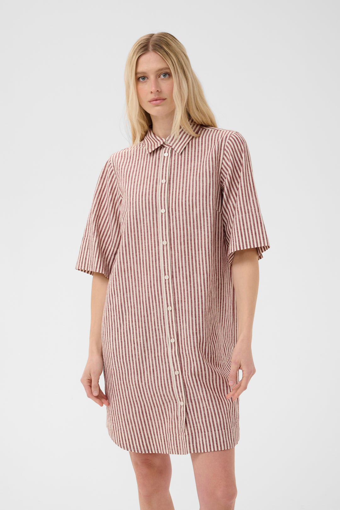 Robe chemise en lin et coton Berrit - Légère et respirante à fines rayures