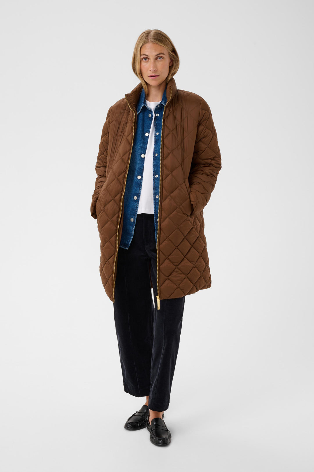 Manteau long matelassé Olilana - Fait de matériaux recyclés