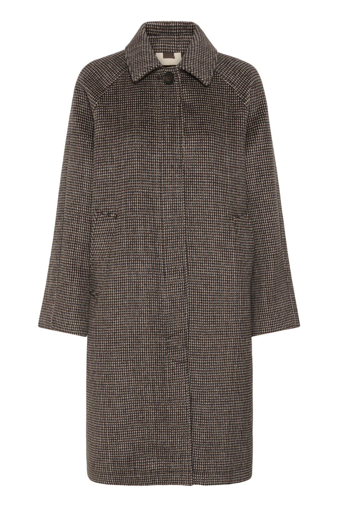 Manteau en laine recyclée Catherin - Long au motif pied-de-poule