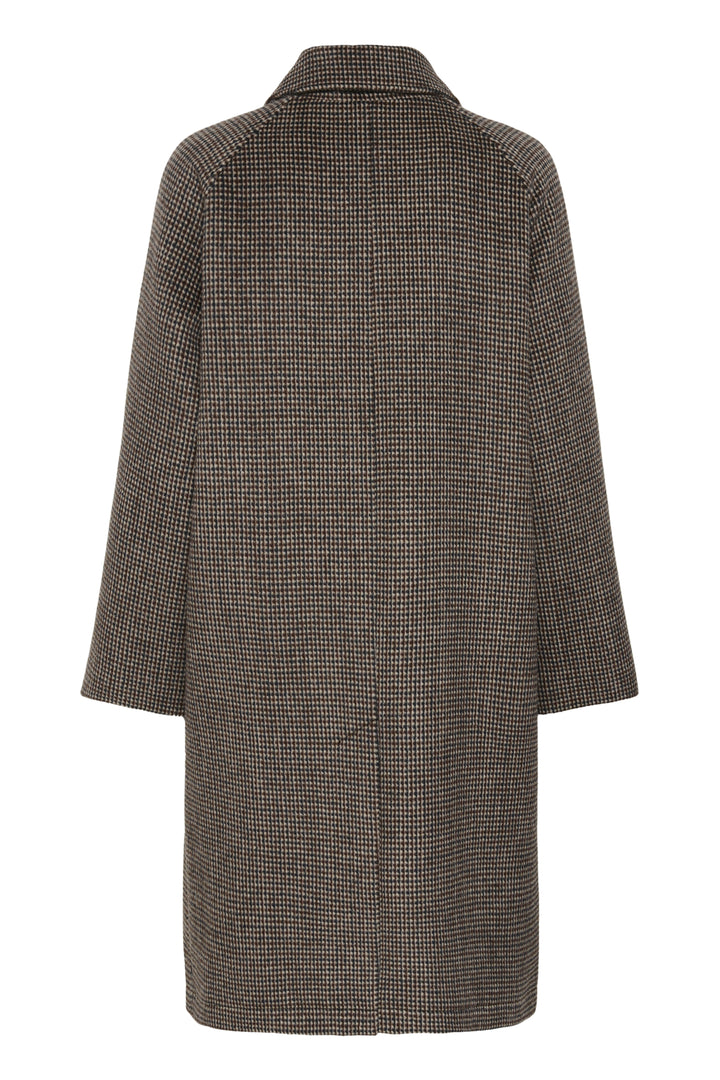 Manteau en laine recyclée Catherin - Long au motif pied-de-poule