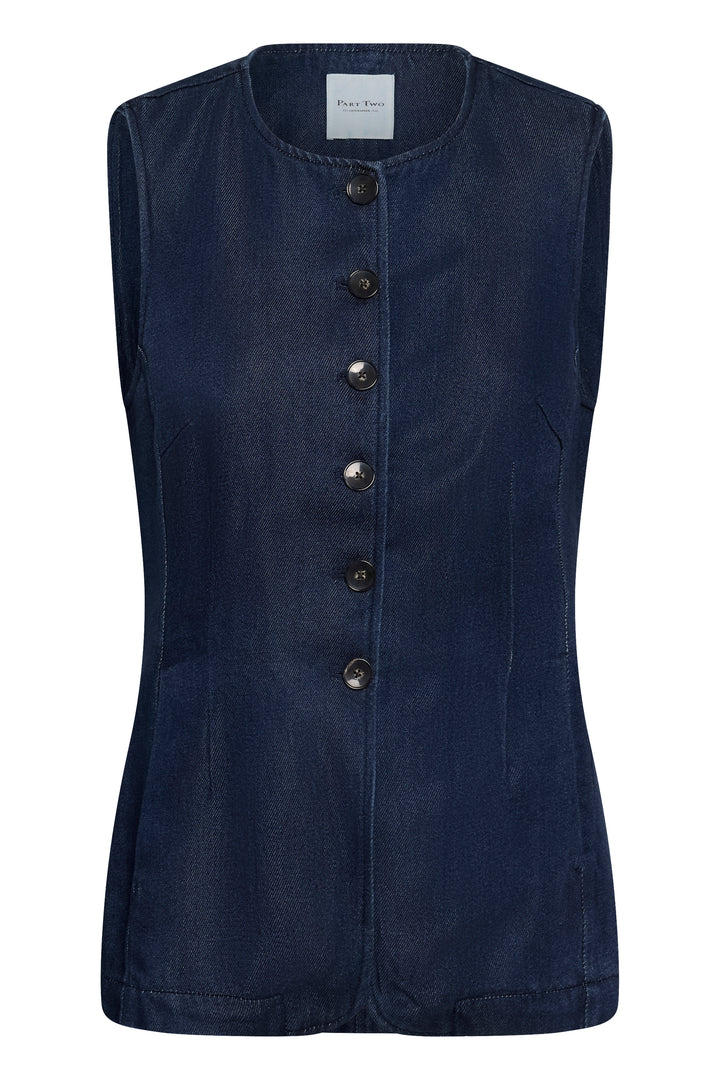 Veste sans manches en pur coton Carolan - À boutonnage classique