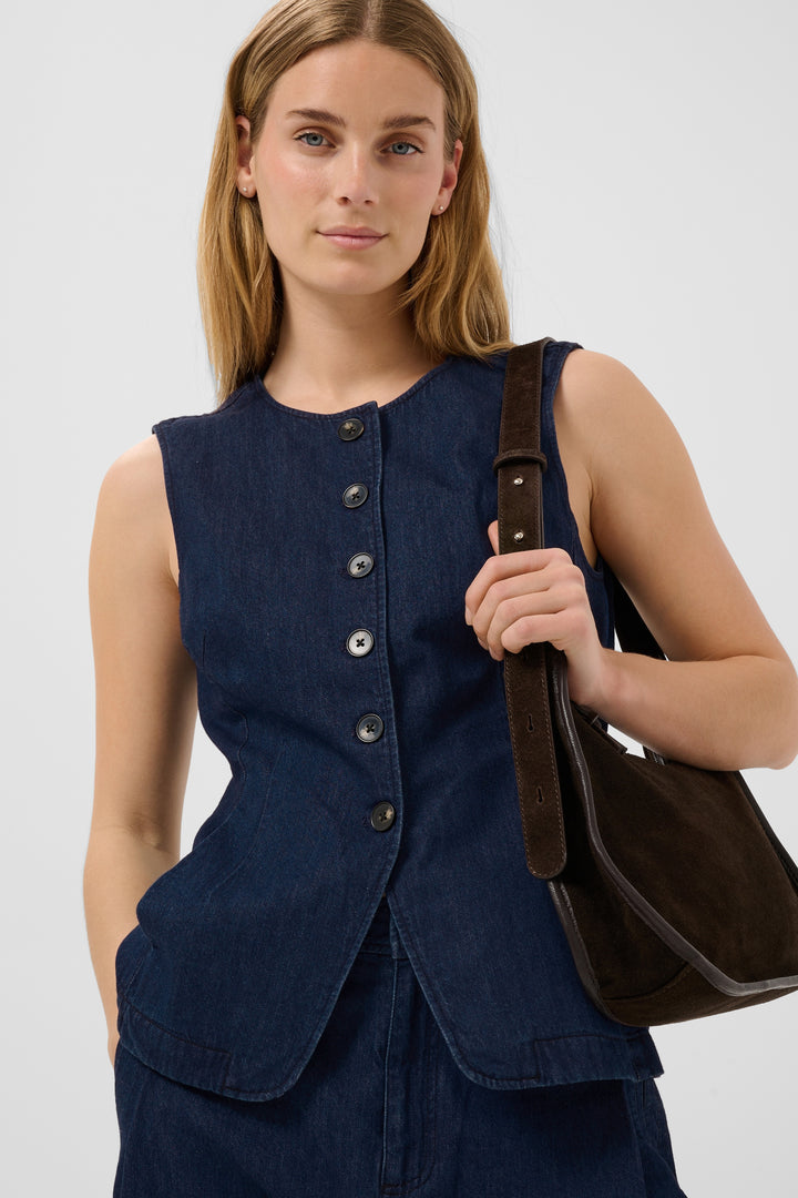 Veste sans manches en pur coton Carolan - À boutonnage classique