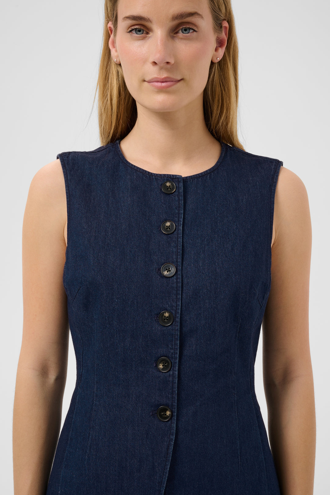 Veste sans manches en pur coton Carolan - À boutonnage classique