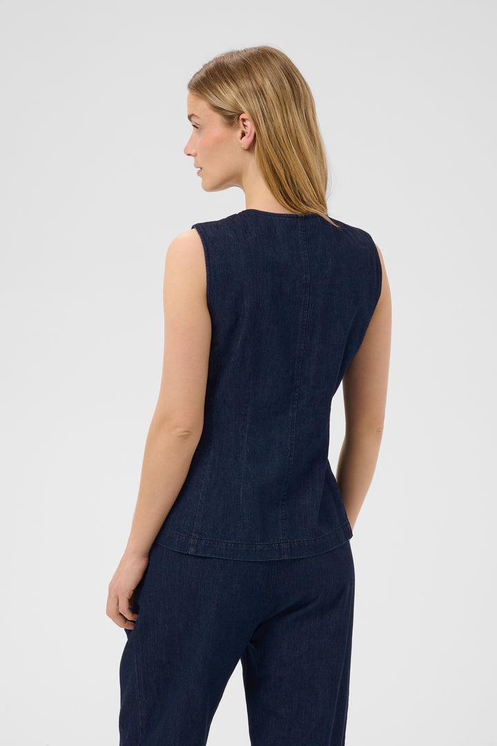 Veste sans manches en pur coton Carolan - À boutonnage classique