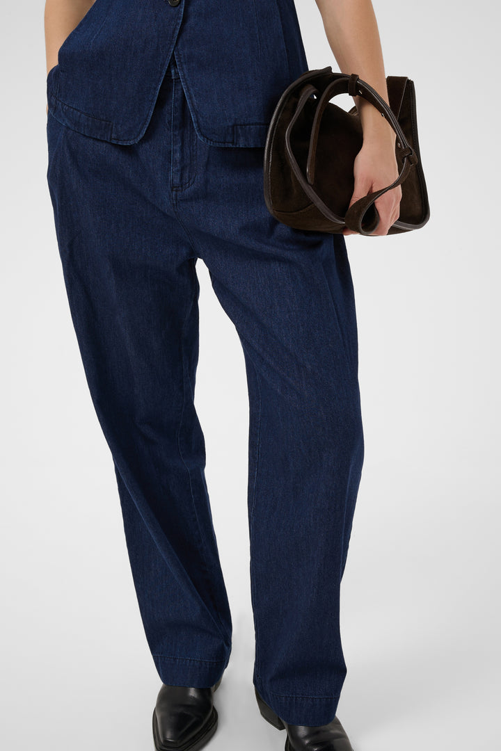 Pantalon en denim de coton Colleena - Coupe ample et taille haute