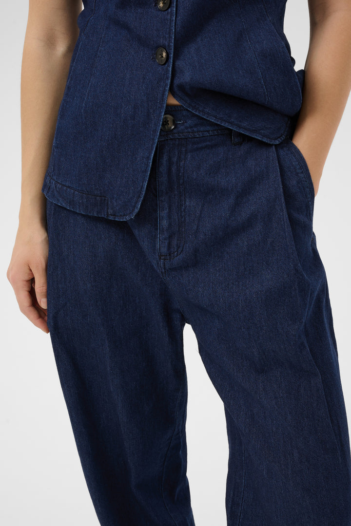 Pantalon en denim de coton Colleena - Coupe ample et taille haute