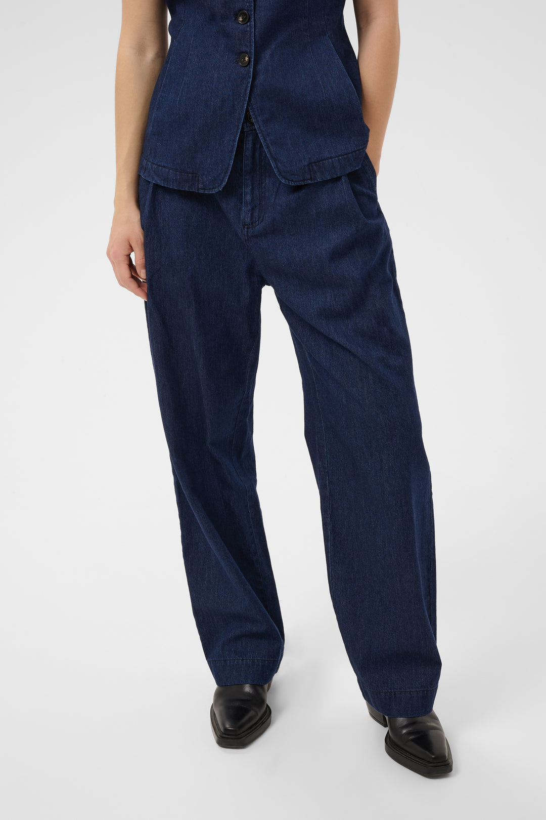 Pantalon en denim de coton Colleena - Coupe ample et taille haute