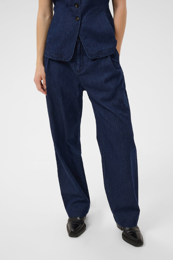 Pantalon en denim de coton Colleena - Coupe ample et taille haute