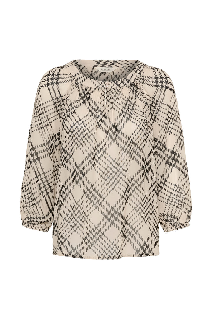 Blouse en viscose écoresponsable Catin - Avec motif à carreaux graphiques