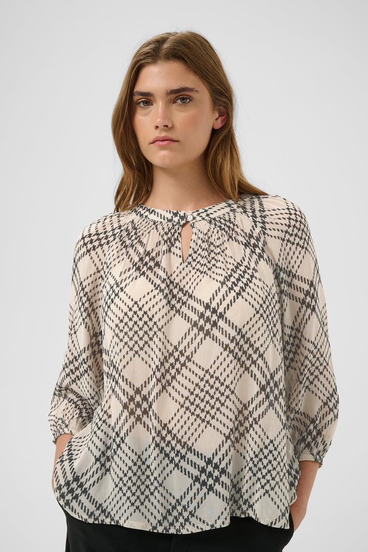 Blouse en viscose écoresponsable Catin - Avec motif à carreaux graphiques