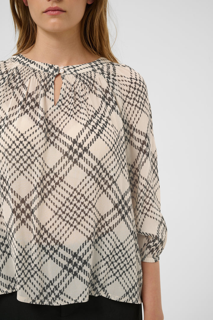 Blouse en viscose écoresponsable Catin - Avec motif à carreaux graphiques