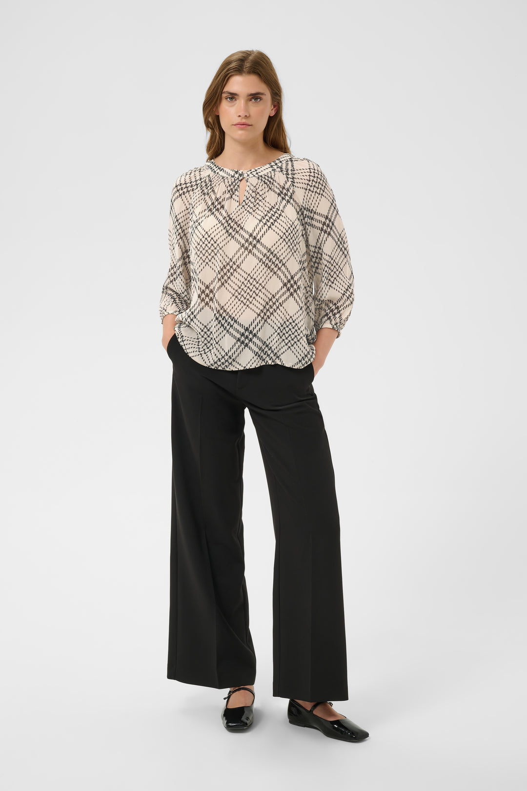 Blouse en viscose écoresponsable Catin - Avec motif à carreaux graphiques