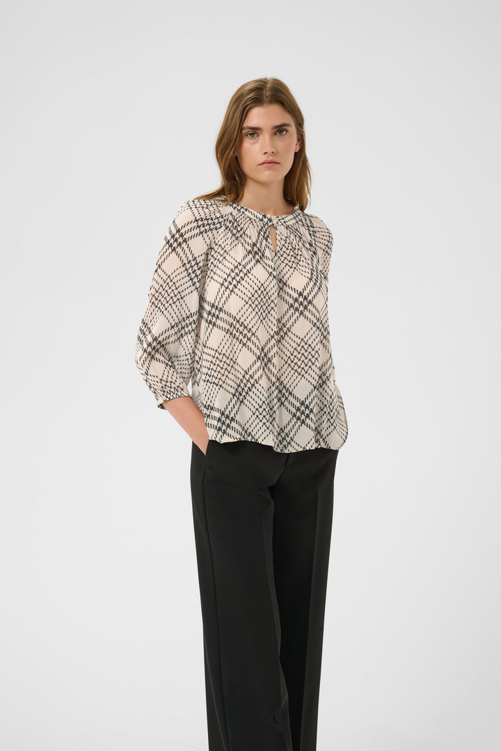 Blouse en viscose écoresponsable Catin - Avec motif à carreaux graphiques