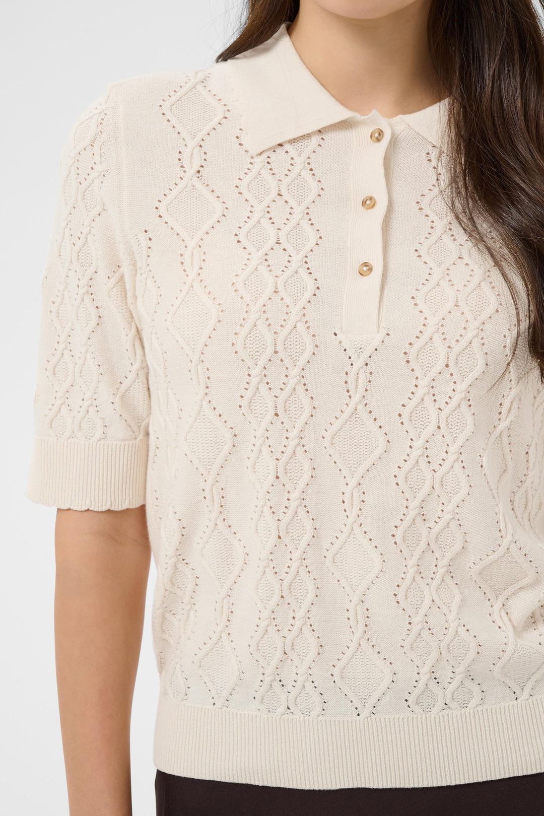 Pull en coton biologique Cinia - Tricot léger à encolure ronde classique