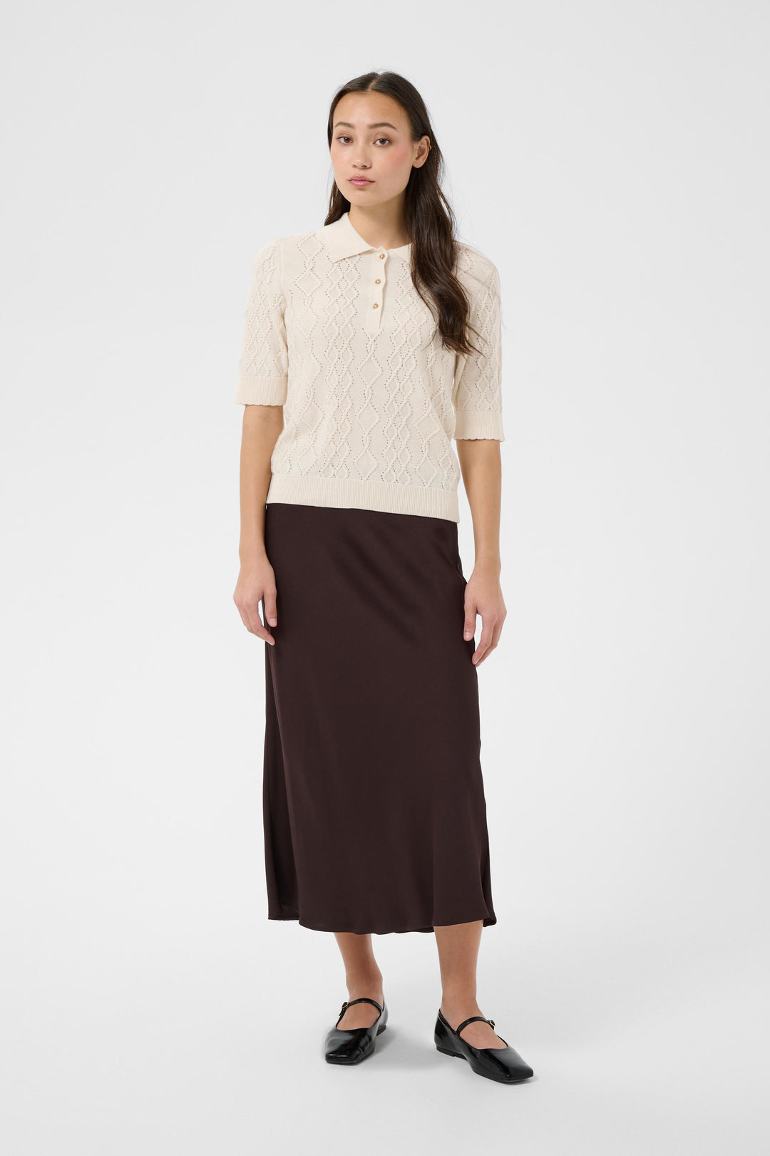 Pull en coton biologique Cinia - Tricot léger à encolure ronde classique