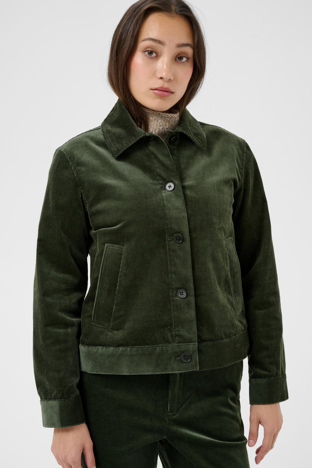 Veste en coton mélangé Constanze - Court et structuré à boutonnage simple