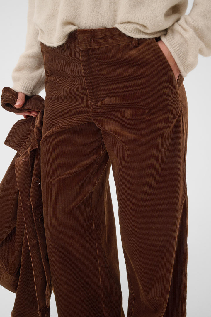 Pantalon en coton mélangé Columba - Bas droit et extensible au fini texturé