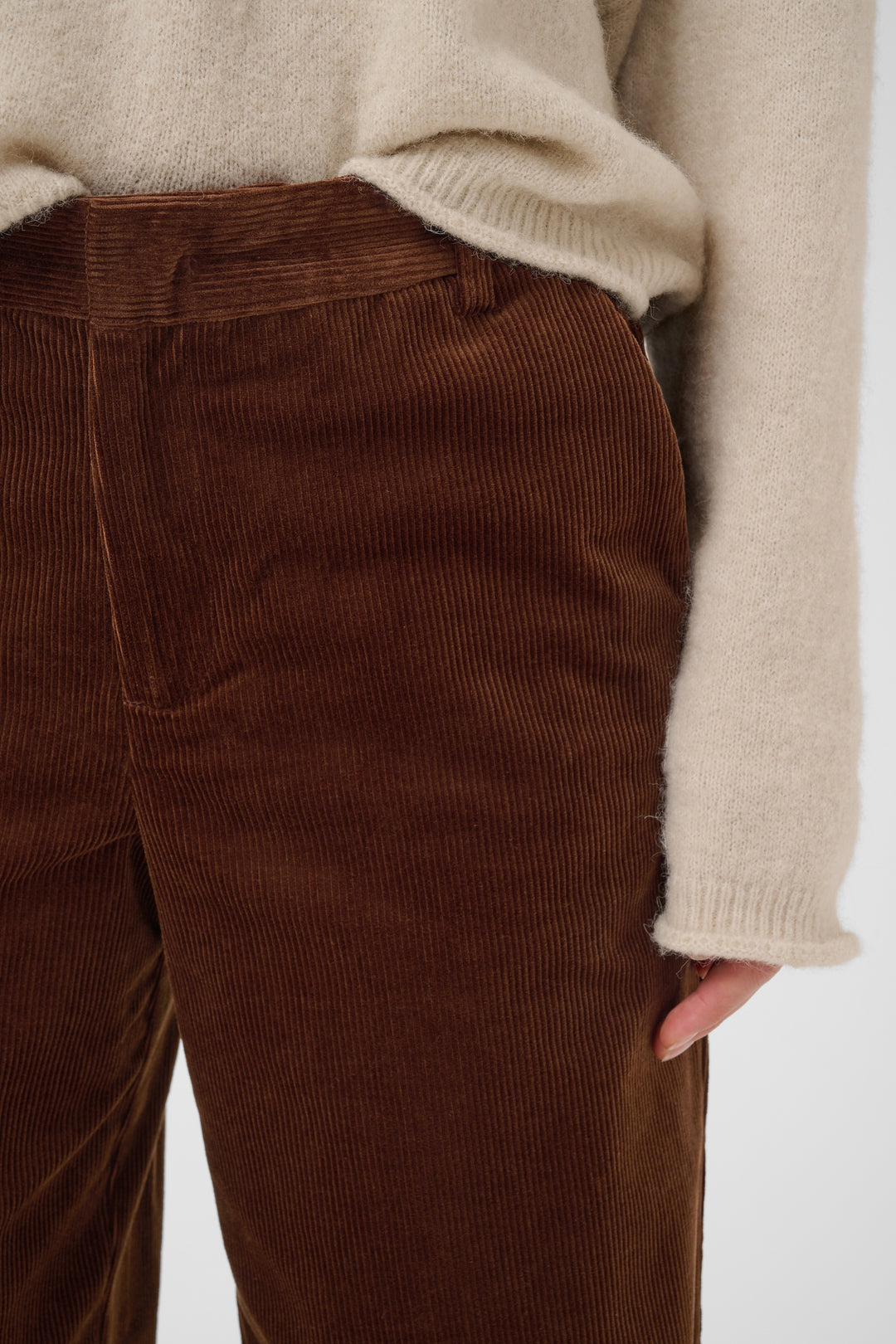 Pantalon en coton mélangé Columba - Bas droit et extensible au fini texturé
