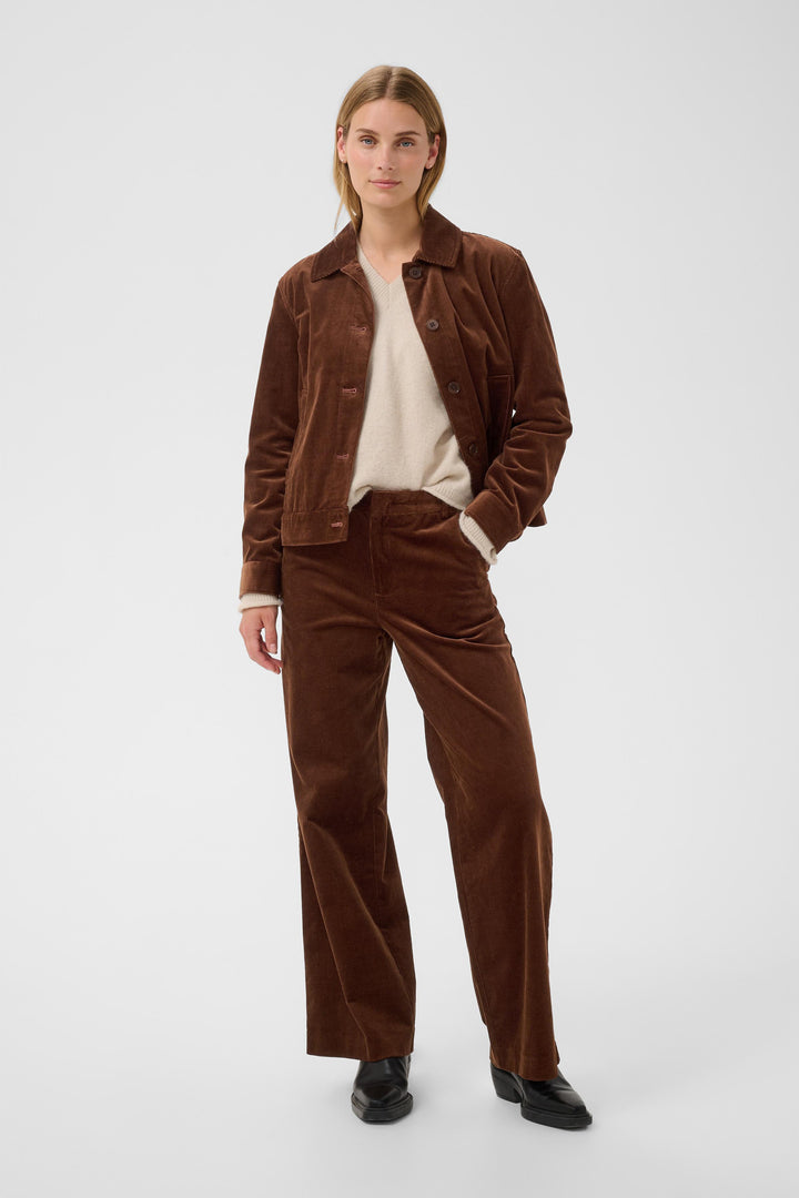 Pantalon en coton mélangé Columba - Bas droit et extensible au fini texturé