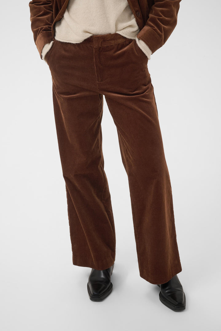 Pantalon en coton mélangé Columba - Bas droit et extensible au fini texturé