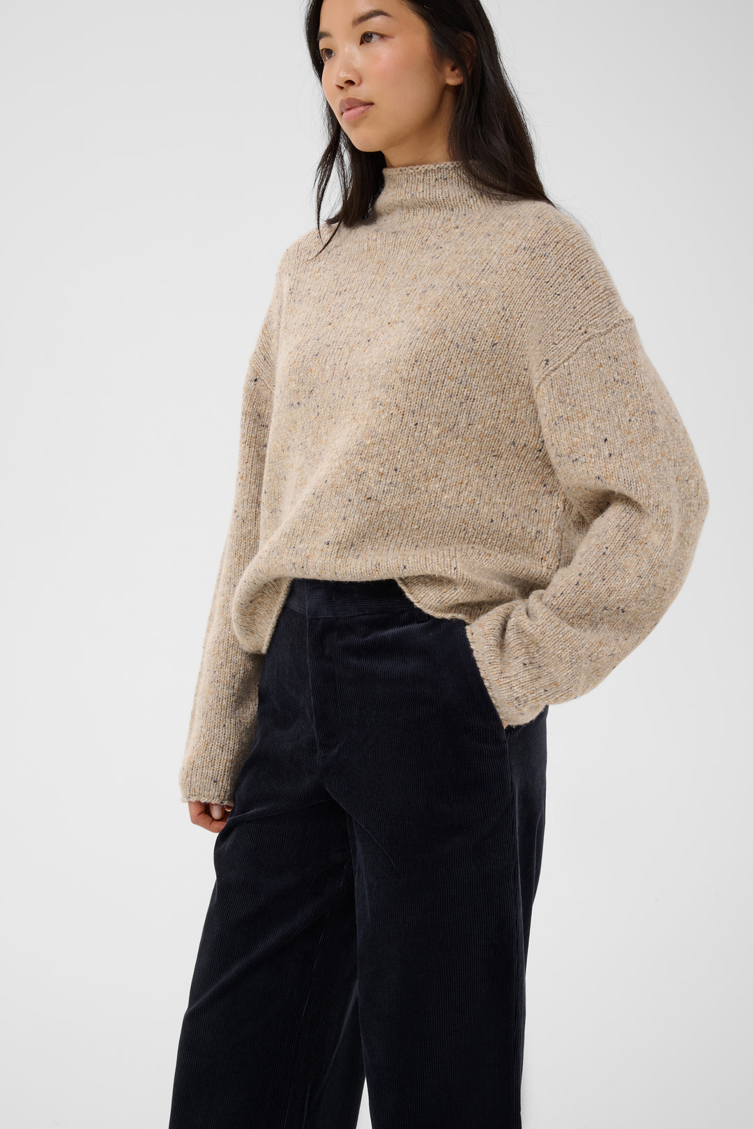 Pantalon en coton mélangé Columba - Bas droit et extensible au fini texturé