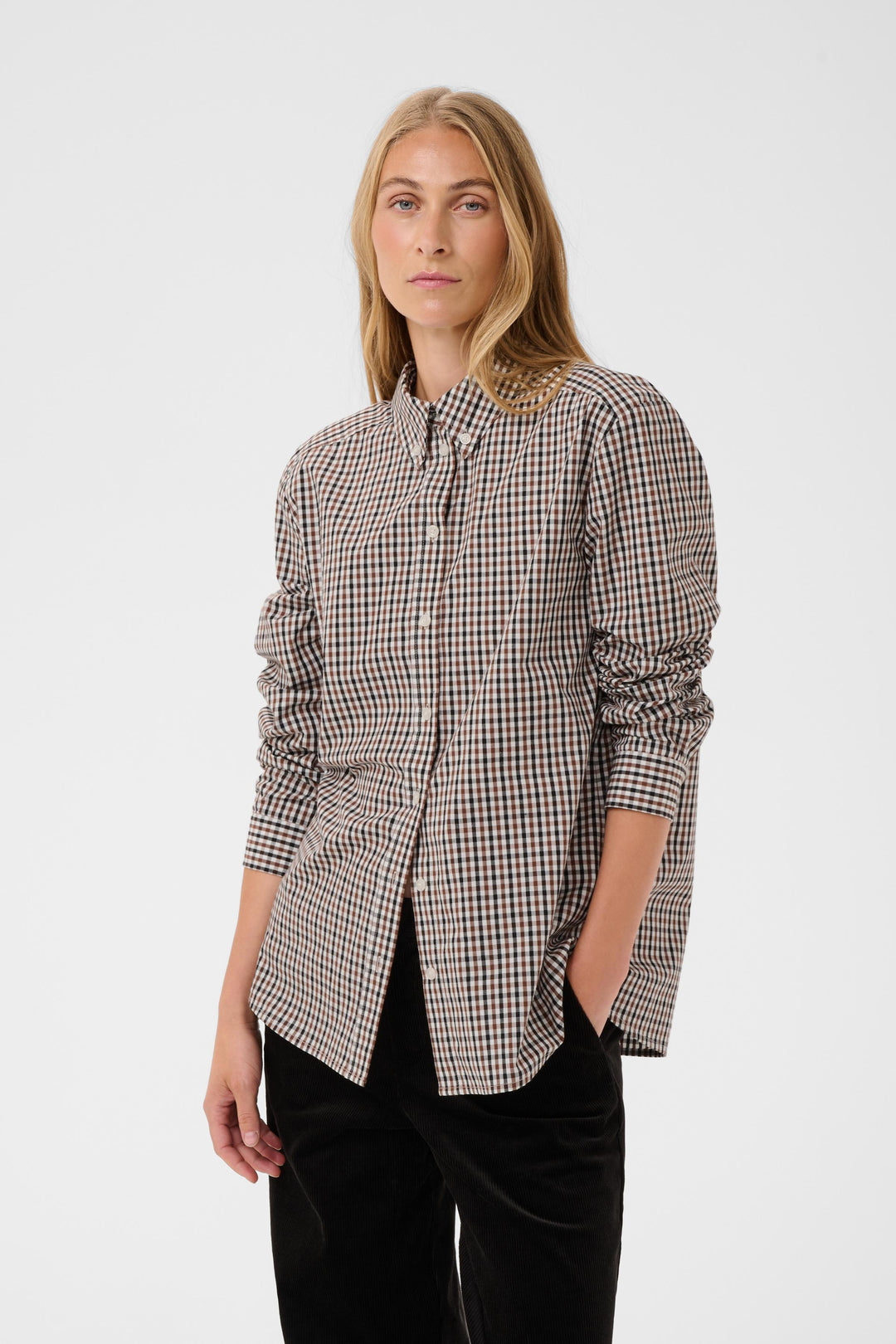 Chemise en coton biologique Chrestella - Boutonné à motif géométrique