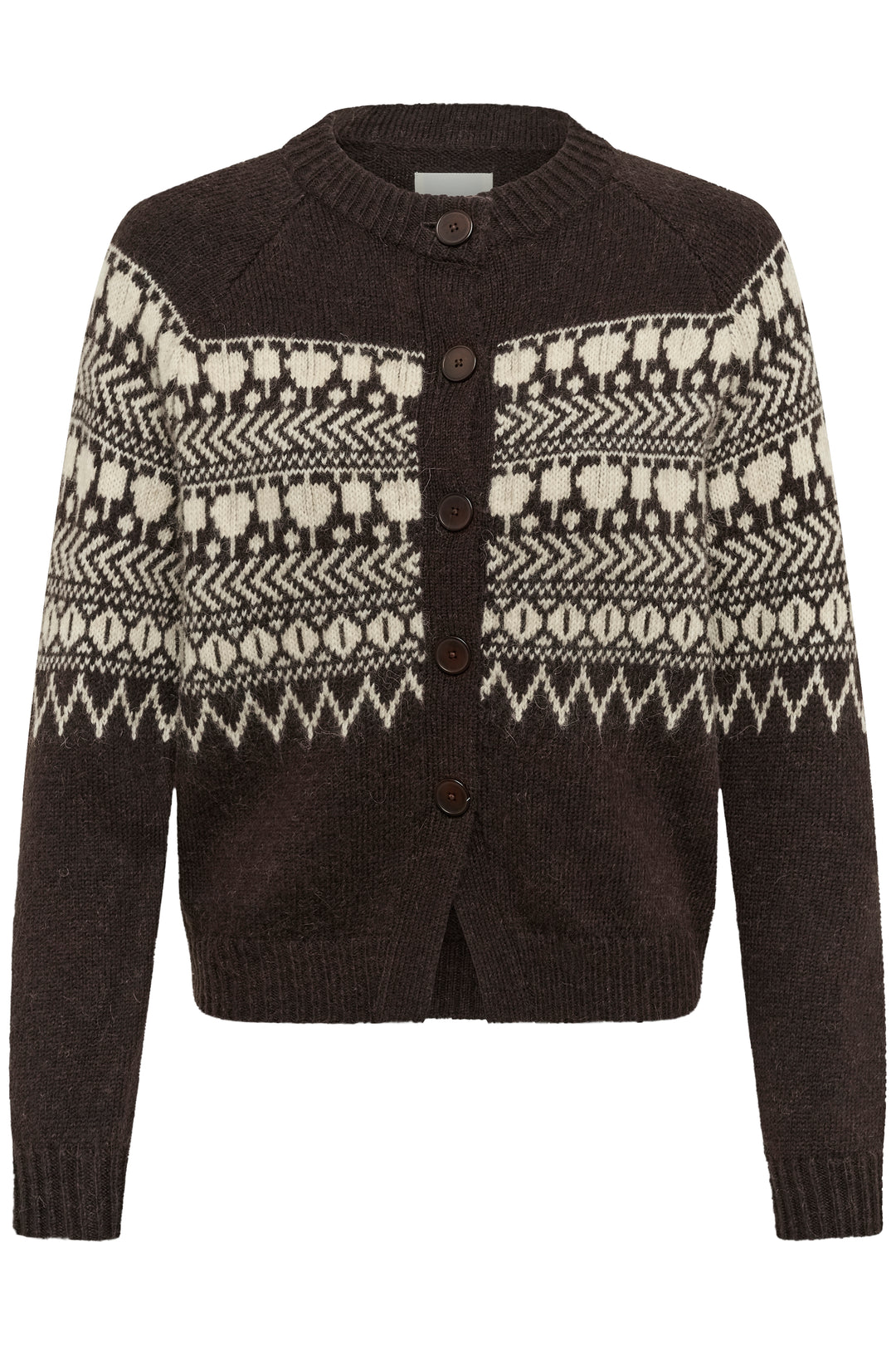 Cardigan en coton biologique mélangé Charmaine - En maille fine à motifs