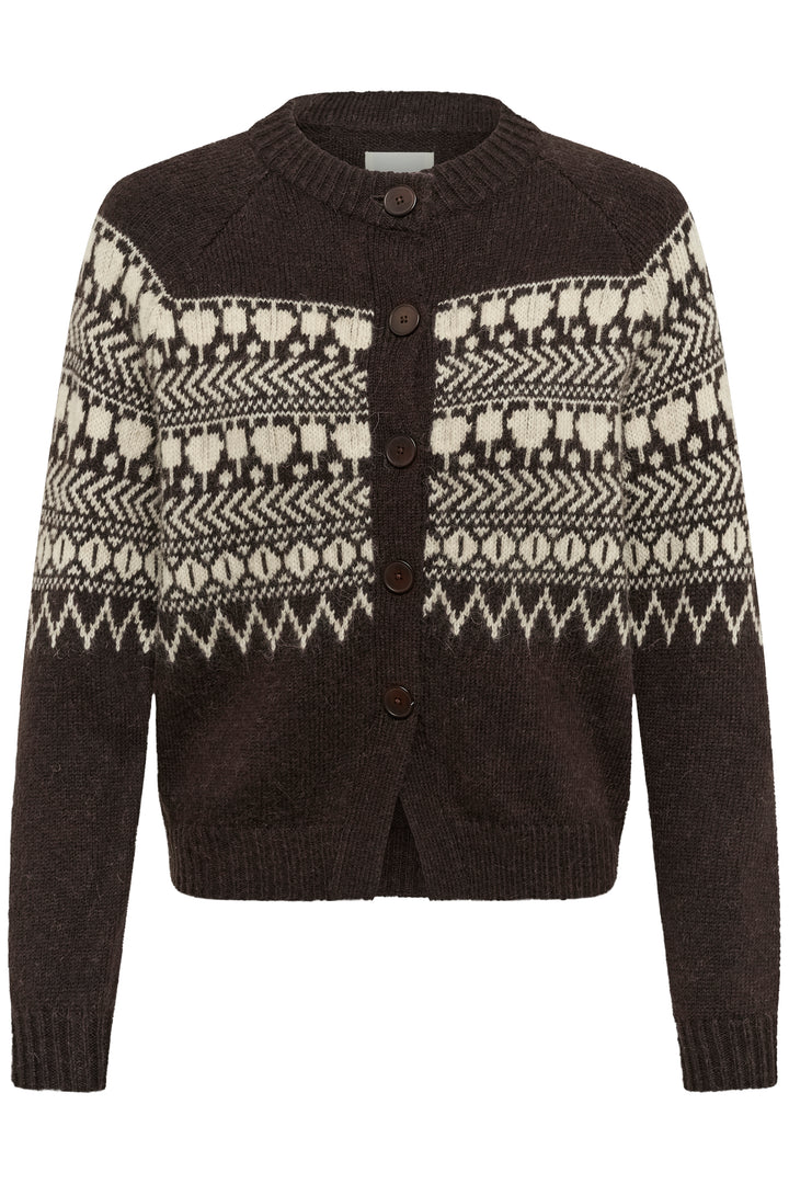Cardigan en coton biologique mélangé Charmaine - En maille fine à motifs