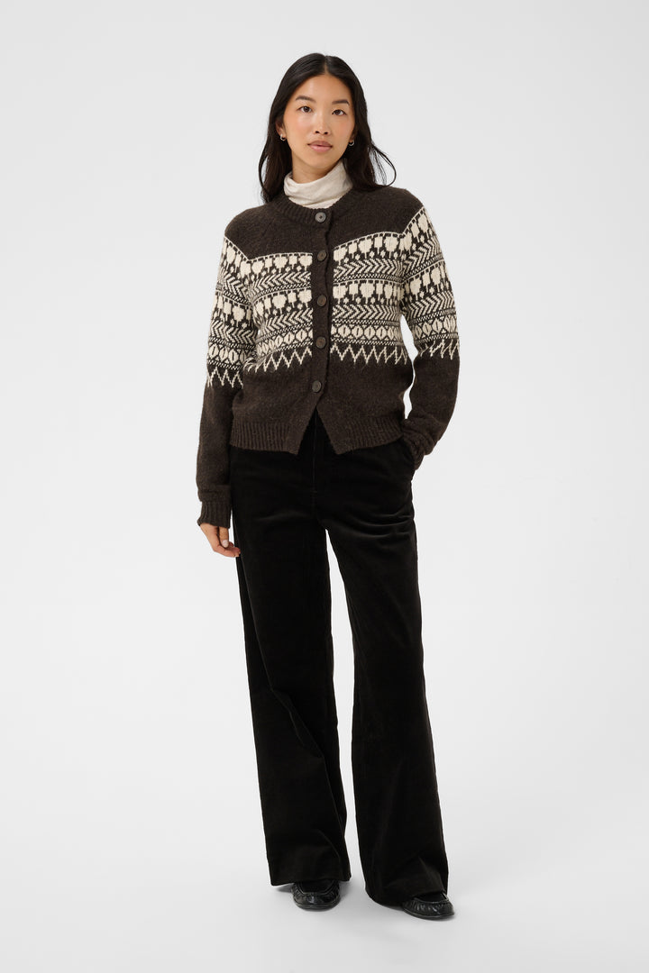 Cardigan en coton biologique mélangé Charmaine - En maille fine à motifs