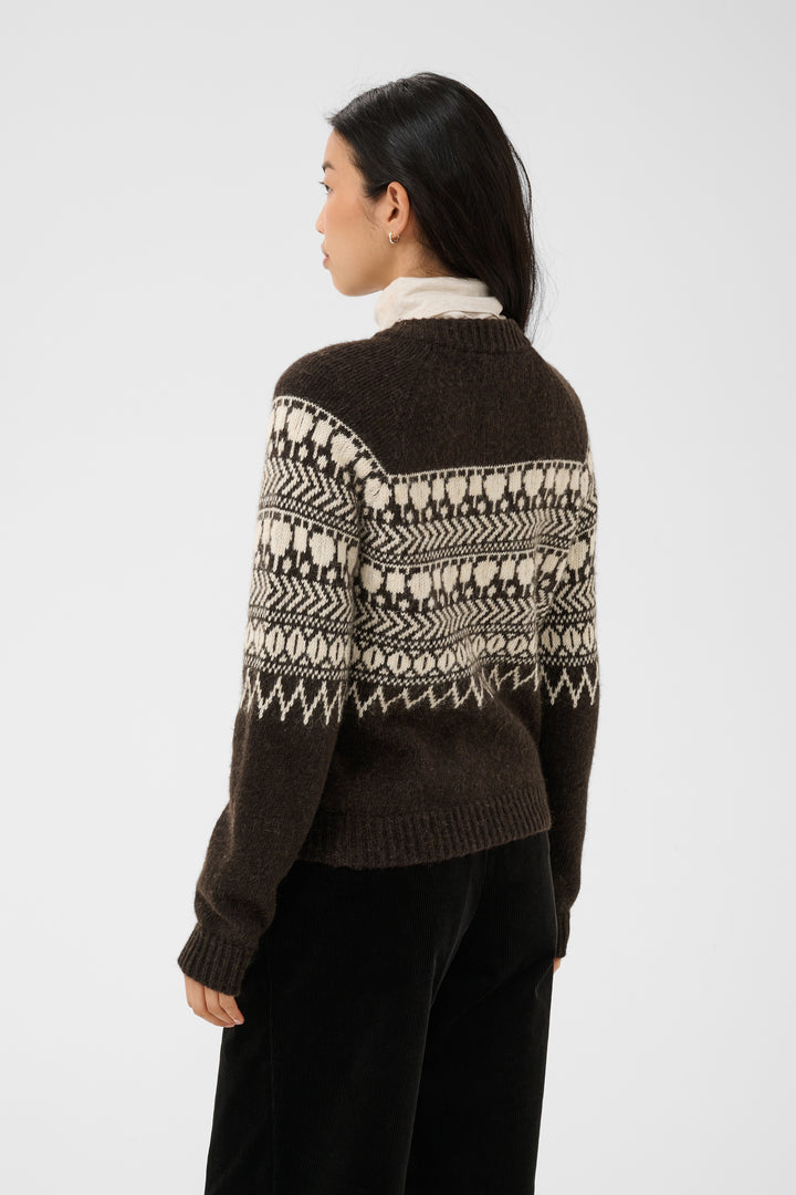 Cardigan en coton biologique mélangé Charmaine - En maille fine à motifs