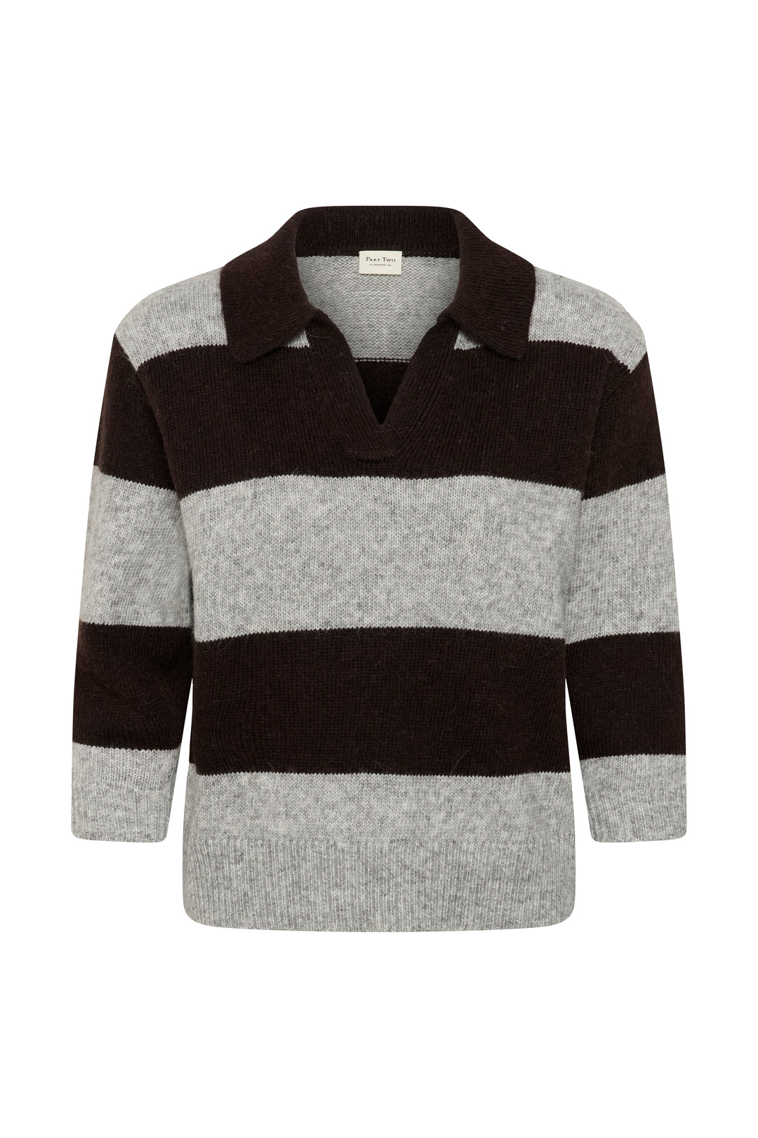 Pull en coton biologique mélangé Charlott - À col en V et polo