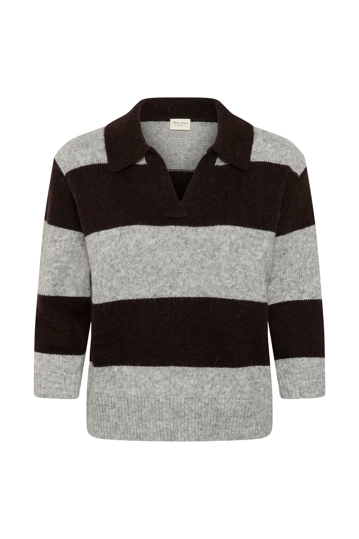Pull en coton biologique mélangé Charlott - À col en V et polo