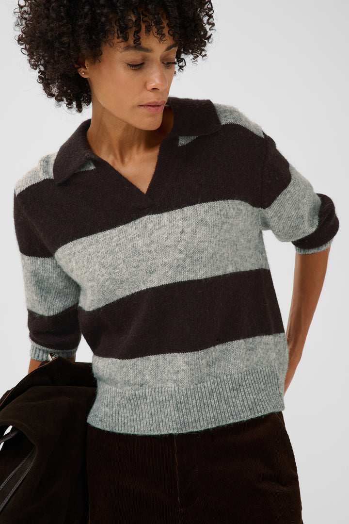 Pull en coton biologique mélangé Charlott - À col en V et polo