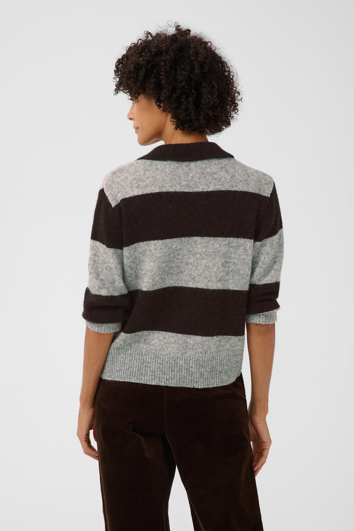 Pull en coton biologique mélangé Charlott - À col en V et polo
