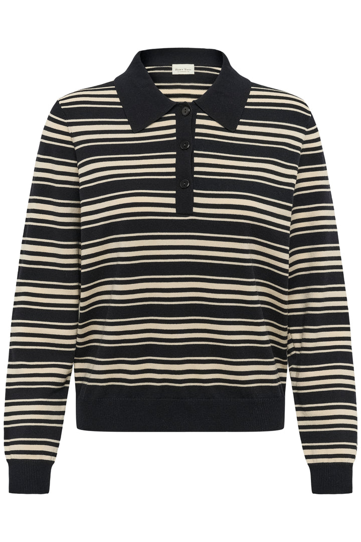 Pull en viscose Ecovero mélangée Channan - À rayures texturées et col rond