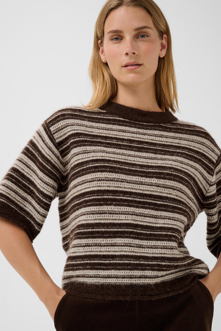 Pull en laine et alpaga mélangés Cerys - Col rond et manches amples