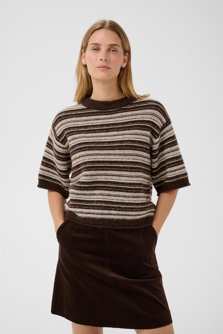 Pull en laine et alpaga mélangés Cerys - Col rond et manches amples