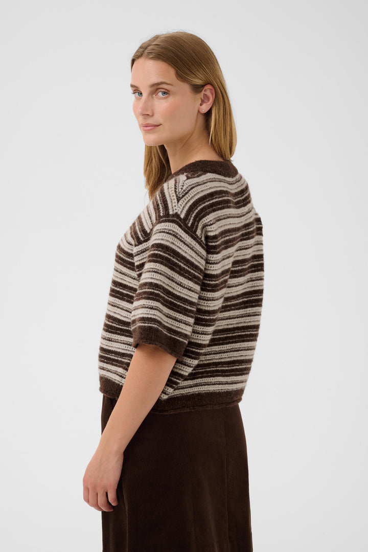 Pull en laine et alpaga mélangés Cerys - Col rond et manches amples