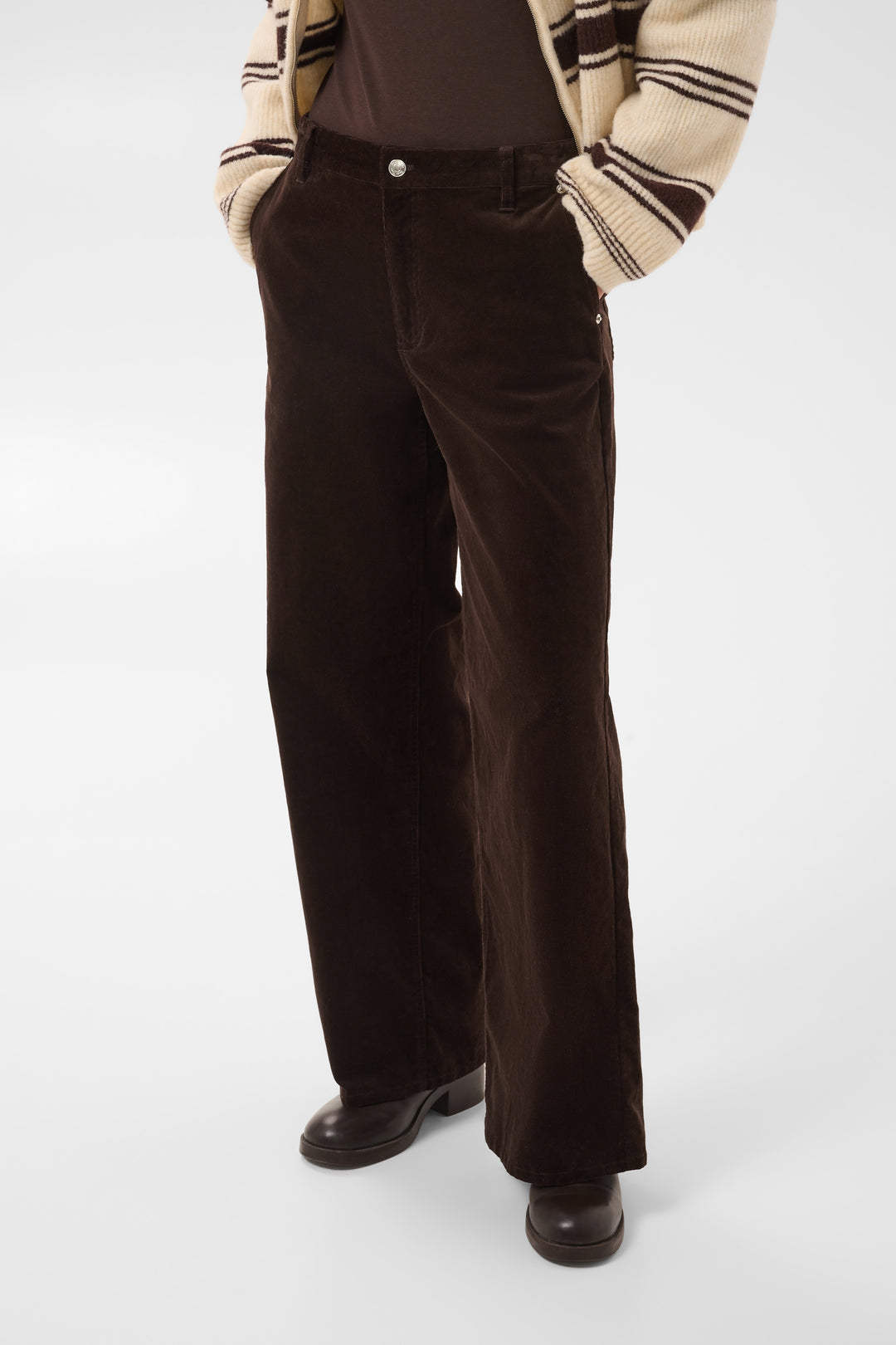 Pantalon en velours côtelé Cathrina - Ample extensible en coton doux