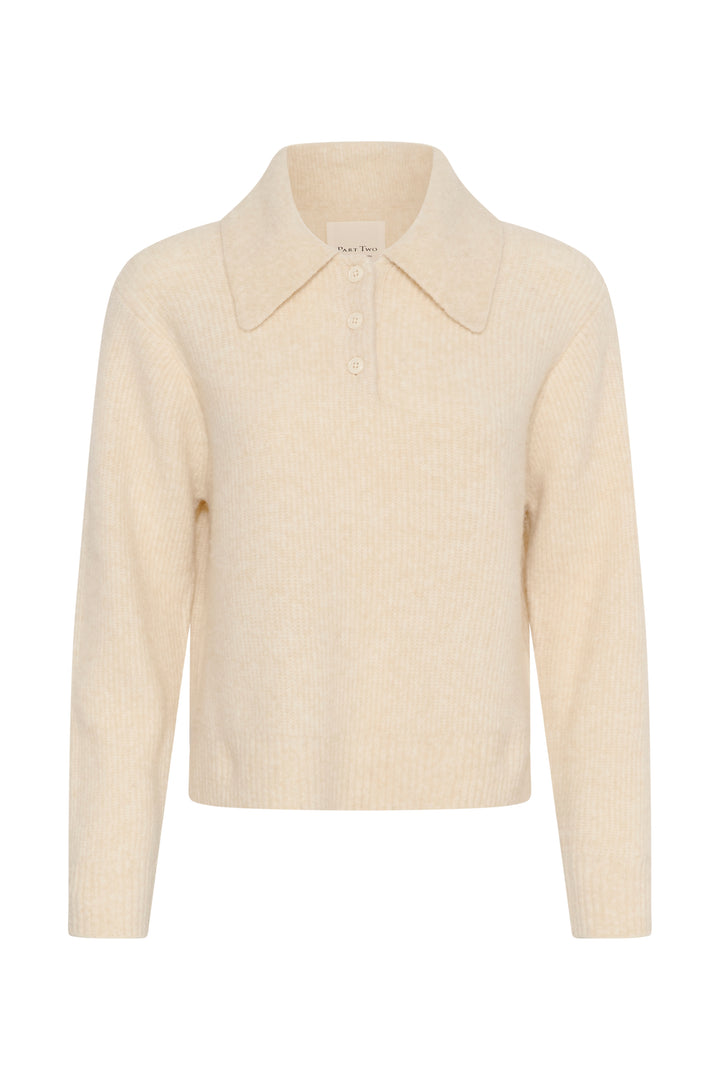 Pull en laine et alpaga mélangés Carilina - À col polo boutonné