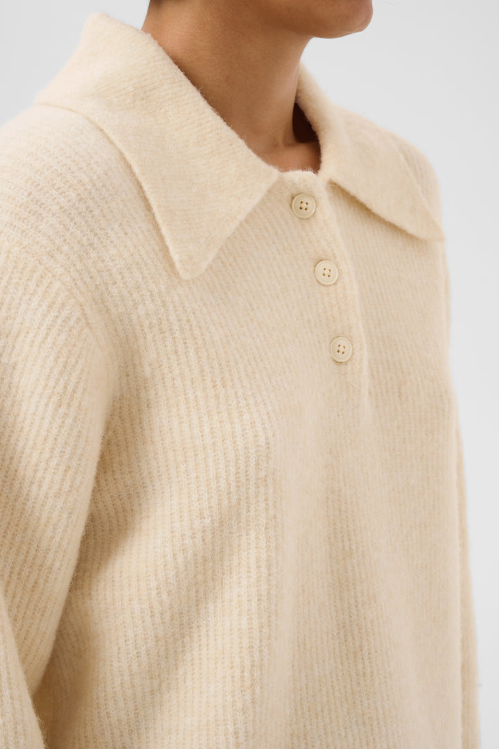 Pull en laine et alpaga mélangés Carilina - À col polo boutonné