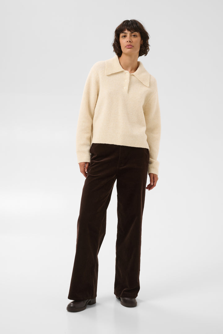 Pull en laine et alpaga mélangés Carilina - À col polo boutonné