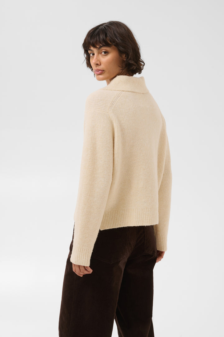 Pull en laine et alpaga mélangés Carilina - À col polo boutonné