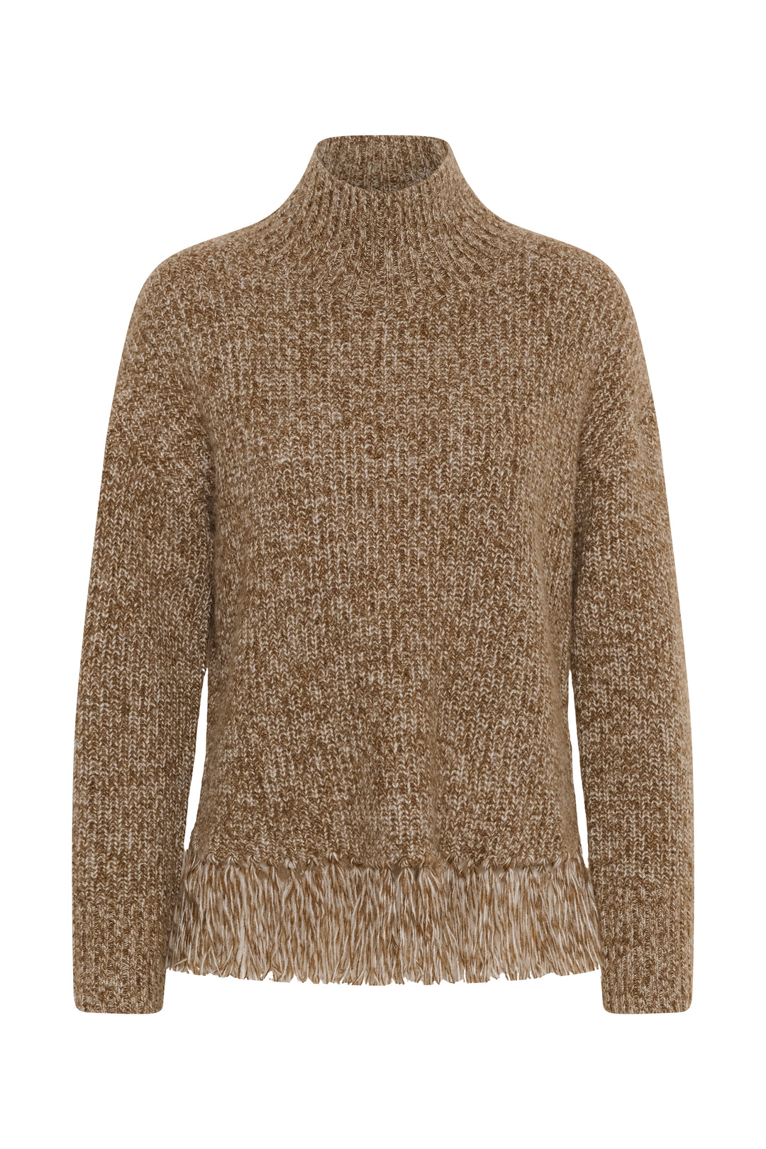 Chandail en tricot chiné Cimina - Avec col montant et bordure originale à franges