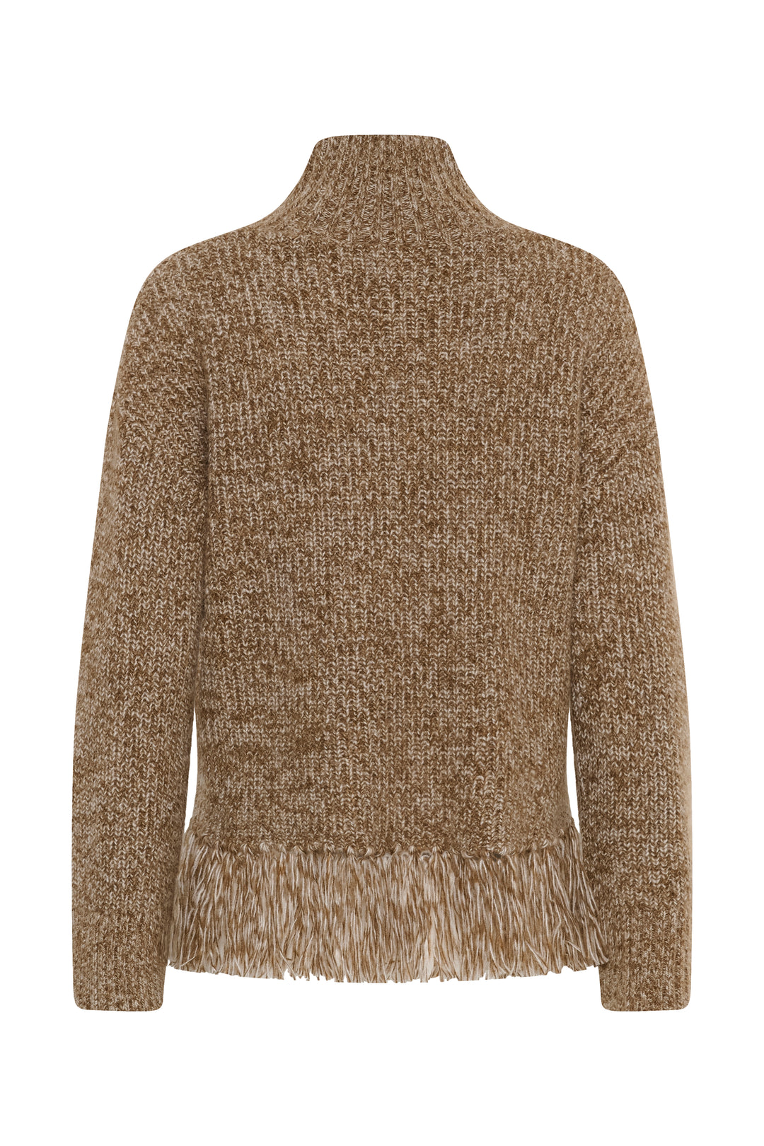 Chandail en tricot chiné Cimina - Avec col montant et bordure originale à franges