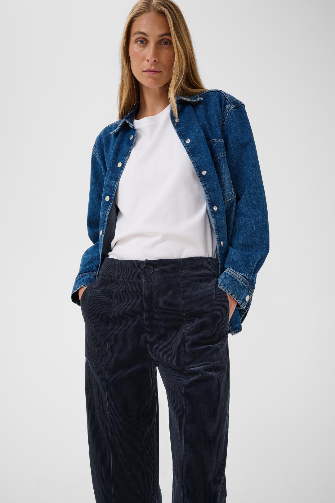 Pantalon en velours côtelé Netta - Extensible au style rétro