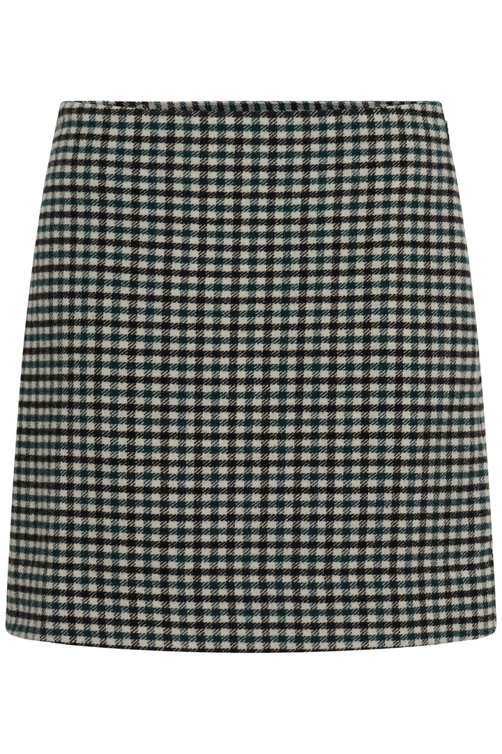 Jupe en laine mélangée au motif quadrillé classique Julissa - Coupe droite structurée