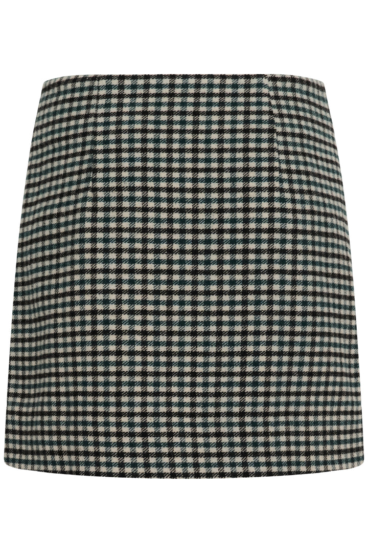 Jupe en laine mélangée au motif quadrillé classique Julissa - Coupe droite structurée